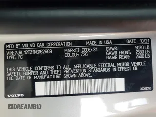 2022 Volvo S60 Momentum with VIN 7JRL12TZ1NG162669, listed as a Copart auction lot 41914305 with 3,642 mi miles and Salvage Title. Bid and sale history available at carsss.com. Image 13.