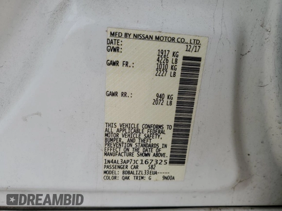 2018 Nissan Altima 2.5 S with VIN 1N4AL3AP7JC167325, listed as a Copart auction lot 45531045 with 155,617 mi miles and Salvage Title. Bid and sale history available at carsss.com. Image 13.