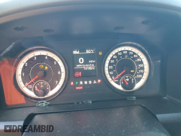 2018 Ram 1500 Express with VIN 1C6RR7FT8JS312765, listed as a Copart auction lot 74872444 with 74,786 mi miles and Non repairable. Bid and sale history available at DreamBid. Image 9.