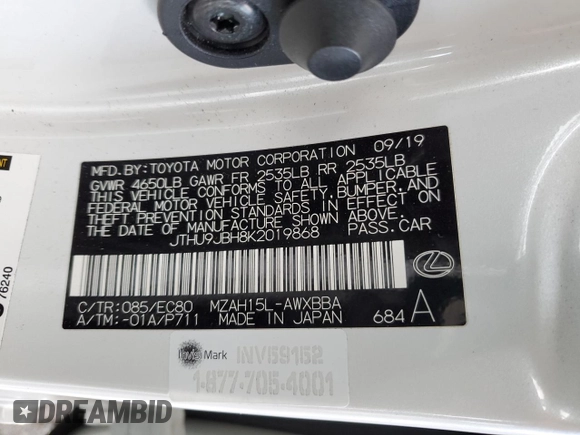 2019 Lexus UX with VIN JTHU9JBH8K2019868, listed as a Copart auction lot 40741123 with 35,266 mi miles. Bid and sale history available at carsss.com. Image 14.