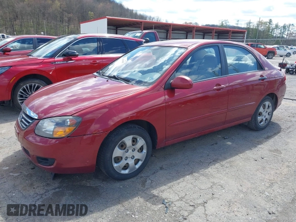 2009 Kia Spectra EX with VIN KNAFE221495665378, listed as a IAAI auction lot 42036945 with 153,254 mi miles. Bid and sale history available at carsss.com. Image 2.