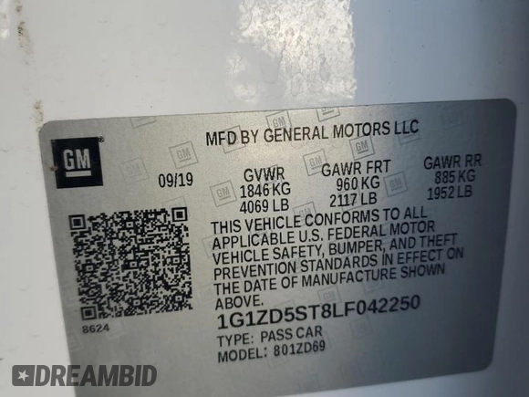 2020 Chevrolet Malibu LT with VIN 1G1ZD5ST8LF042250, listed as a Copart auction lot 52187745 with 83,715 mi miles and Salvage Title. Bid and sale history available at carsss.com. Image 12.
