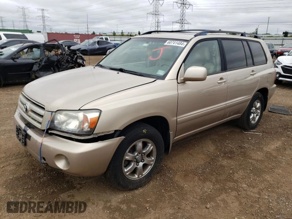 2005 Toyota Highlander with VIN JTEEP21A650087443, listed as a Copart auction lot 86704434 with Not Provided miles and Salvage Title. Bid and sale history available at DreamBid. Image 1.