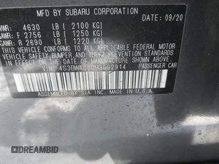 2021 Subaru Legacy Premium with VIN 4S3BWAD60M3002914, listed as a IAAI auction lot 41354764 with 56,475 mi miles and . Bid and sale history available at DreamBid. Image 9.