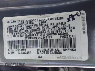 2004 Toyota Matrix Std with VIN 2T1KR32E04C292897, listed as a IAAI auction lot 41850648 with 88,374 mi miles. Bid and sale history available at carsss.com. Image 9.