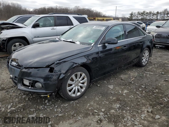 2010 Audi A4 2.0T Premium Plus with VIN WAUFFAFL4AN022245, listed as a Copart auction lot 85305504 with 0 mi miles and Salvage Title. Bid and sale history available at carsss.com. Image 1.