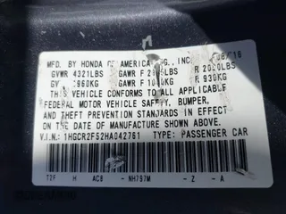 2017 Honda Accord Sport with VIN 1HGCR2F52HA042761, listed as a IAAI auction lot 42022822 with 130,638 mi miles and . Bid and sale history available at carsss.com. Image 9.