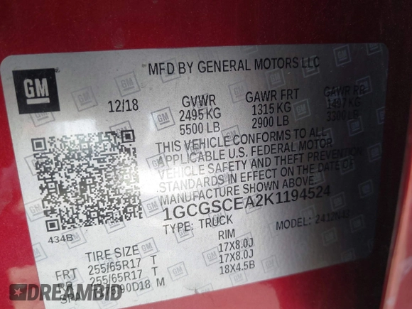 2019 Chevrolet Colorado 2WD LT с VIN 1GCGSCEA2K1194524, выставлен на аукционе IAAI как лот 41738492 с пробегом 56 516 миль миль и . История ставок и продаж доступна на DreamBid. Изображение 9.