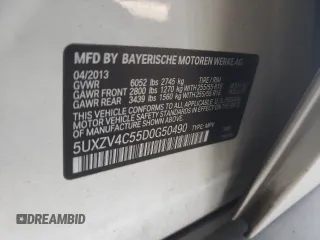 2013 BMW X5 xDrive35i with VIN 5UXZV4C55D0G50490, listed as a Copart auction lot 49876325 with 108,815 mi miles and Salvage Title. Bid and sale history available at carsss.com. Image 14.