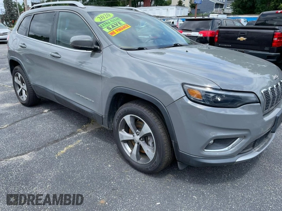 2020 Jeep Cherokee Limited with VIN 1C4PJMDXXLD562415, listed as a Copart auction lot 65097625 with 142,343 mi miles and Clean title. Bid and sale history available at DreamBid. Image 1.
