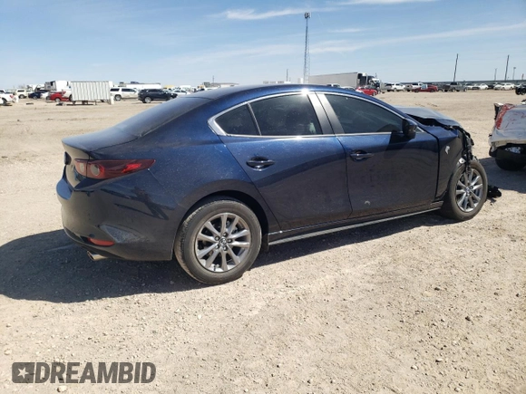 2025 Mazda 3 S with VIN 3MZBPAAM6SM455847, listed as a Copart auction lot 50470785 with Not Provided miles and Salvage Title. Bid and sale history available at DreamBid. Image 3.