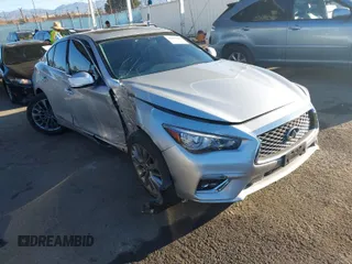 2019 Infiniti Q50 3.0t LUXE with VIN JN1EV7APXKM511676, listed as a IAAI auction lot 41655489 with 22,521 mi miles. Bid and sale history available at carsss.com. Image 1.