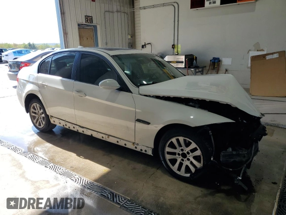 2007 BMW 3 Series 328xi with VIN WBAVC73577KP33915, listed as a Copart auction lot 53818485 with Not provided miles and Salvage title. Bid and sale history available at DreamBid. Image 4.