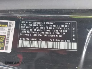 2010 Volkswagen GTI z VIN WVWEV7AJ9AW171447, wystawiony jako IAAI lot #41819084 z przebiegiem 142 270 mil mil oraz . Historia ofert i sprzedaży dostępna na DreamBid. Obrazek 9.
