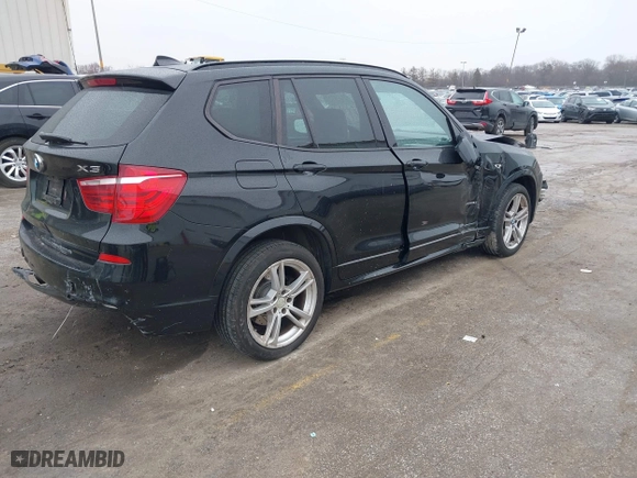 2013 BMW X3 xDrive28i with VIN 5UXWX9C54D0D02299, listed as a IAAI auction lot 41731353 with 105,066 mi miles. Bid and sale history available at carsss.com. Image 4.