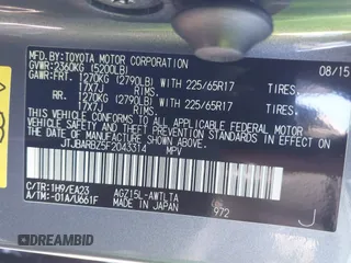 2015 Lexus NX 200t with VIN JTJBARBZ5F2043314, listed as a IAAI auction lot 41612853 with 157,753 mi miles and . Bid and sale history available at DreamBid. Image 9.