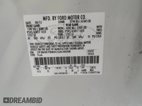 2012 Ford Explorer с VIN 1FMHK7B80CGA39008, выставлен на аукционе Copart как лот 56653595 с пробегом 304 760 миль миль и Списание • Salvage title. История ставок и продаж доступна на DreamBid. Изображение 13.