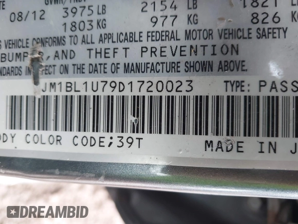 2013 Mazda 3 i Sport with VIN JM1BL1U79D1720023, listed as a IAAI auction lot 41426391 with 323,371 mi miles and . Bid and sale history available at DreamBid. Image 9.