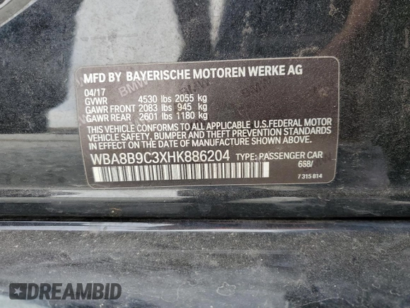 2017 BMW 3 Series 330i with VIN WBA8B9C3XHK886204, listed as a Copart auction lot 48972665 with 76,290 mi miles and Salvage Title. Bid and sale history available at carsss.com. Image 14.