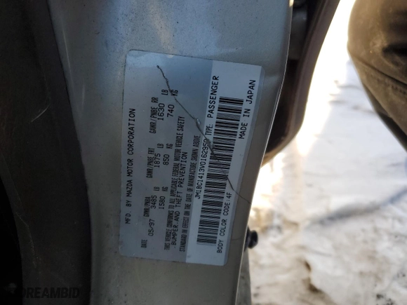 1997 Mazda Protege DX with VIN JM1BC1413V0162950, listed as a Copart auction lot 45986535 with 0 mi miles and Salvage Title. Bid and sale history available at carsss.com. Image 12.