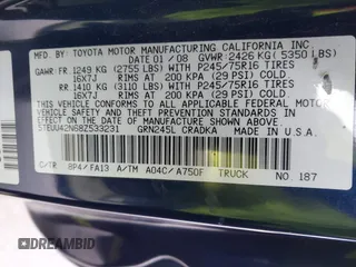 2008 Toyota Tacoma with VIN 5TEUU42N68Z533231, listed as a IAAI auction lot 41588789 with 114,423 mi miles and . Bid and sale history available at DreamBid. Image 9.
