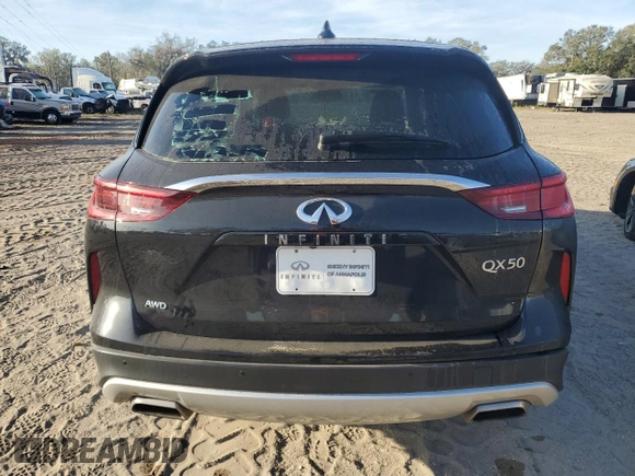 2022 Infiniti QX50 Pure with VIN 3PCAJ5AB2NF117098, listed as a Copart auction lot 83414574 with 30,779 mi miles and Salvage title. Bid and sale history available at DreamBid. Image 6.