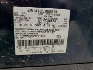 2016 Ford Explorer XLT z VIN 1FM5K8DH2GGC31932, wystawiony jako Copart lot #53622605 z przebiegiem 151 481 mil mil oraz Czysty tytuł • Clean title. Historia ofert i sprzedaży dostępna na DreamBid. Obrazek 13.