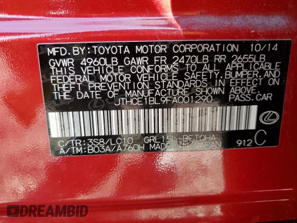 2015 Lexus GS 350 with VIN JTHCE1BL9FA001290, listed as a Copart auction lot 76063404 with 133,261 mi miles and Salvage Title. Bid and sale history available at carsss.com. Image 13.