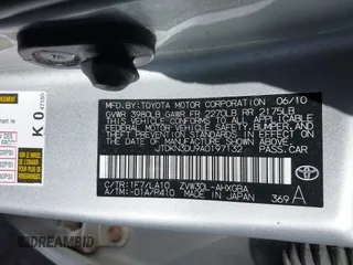 2010 Toyota Prius II with VIN JTDKN3DU9A0197132, listed as a IAAI auction lot 41816227 with 188,403 mi miles. Bid and sale history available at carsss.com. Image 9.