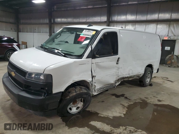 2023 Chevrolet Express Cargo with VIN 1GCWGAFP1P1109667, listed as a Copart auction lot 57017295 with Not provided miles and Salvage title. Bid and sale history available at DreamBid. Image 1.