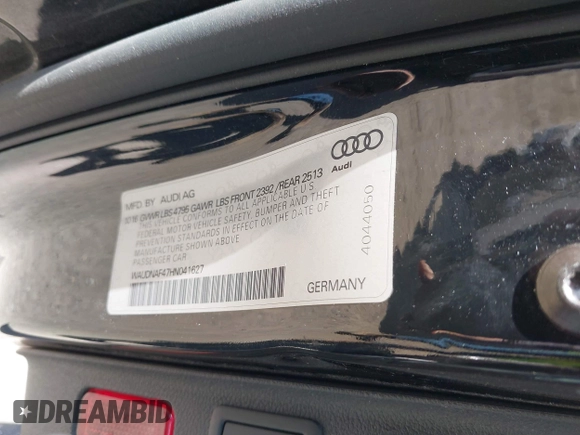 2017 Audi A4 Season of Audi Premium with VIN WAUDNAF47HN041627, listed as a IAAI auction lot 42052841 with 97,952 mi miles. Bid and sale history available at carsss.com. Image 9.
