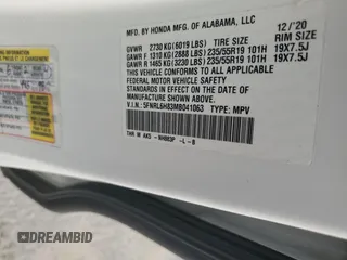 2021 Honda Odyssey Touring z VIN 5FNRL6H83MB041063, wystawiony jako Copart lot #48914835 z przebiegiem 23 556 mil mil oraz Szkoda całkowita • Salvage title. Historia ofert i sprzedaży dostępna na DreamBid. Obrazek 14.