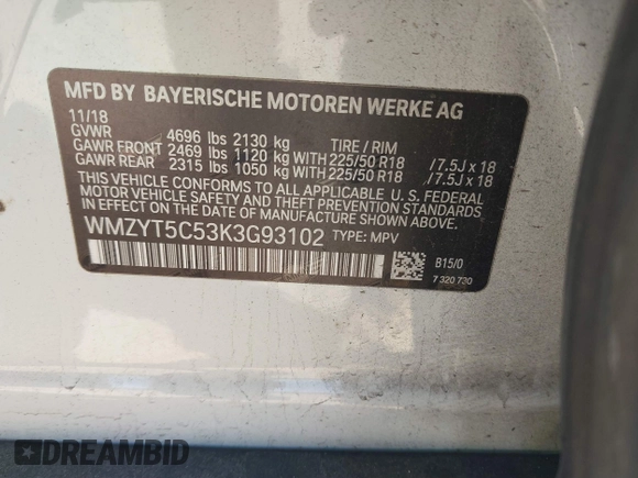 2019 MINI Countryman Cooper S с VIN WMZYT5C53K3G93102, выставлен на аукционе IAAI как лот 41703882 с пробегом 71 581 миль миль и . История ставок и продаж доступна на DreamBid. Изображение 9.