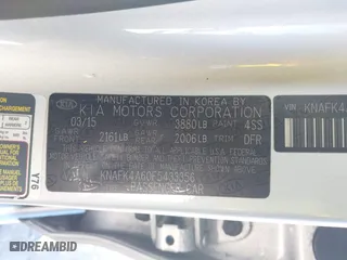 2015 Kia Forte LX with VIN KNAFK4A60F5433356, listed as a IAAI auction lot 41752952 with 91,631 mi miles. Bid and sale history available at carsss.com. Image 9.