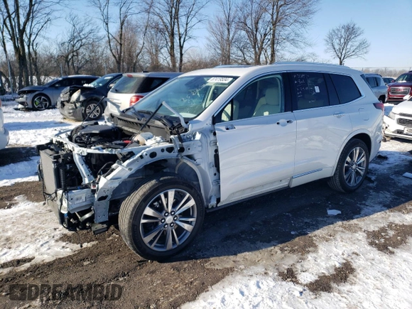2022 Cadillac XT6 Premium Luxury with VIN 1GYKPCRS0NZ173802, listed as a Copart auction lot 87419534 with 28,373 mi miles and Salvage Title. Bid and sale history available at carsss.com. Image 1.
