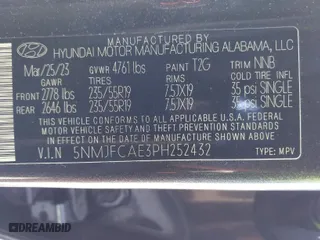 2023 Hyundai Tucson SEL with VIN 5NMJFCAE3PH252432, listed as a IAAI auction lot 40522530 with 8,152 mi miles. Bid and sale history available at carsss.com. Image 9.