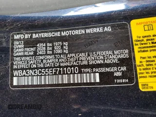 2014 BMW 4 Series 428i with VIN WBA3N3C55EF711010, listed as a Copart auction lot 59377495 with 135,994 mi miles and Salvage title. Bid and sale history available at DreamBid. Image 12.