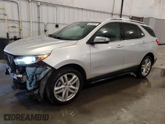 2019 Chevrolet Equinox Premier with VIN 2GNAXYEX4K6254607, listed as a Copart auction lot 46496595 with 69,506 mi miles and Salvage Title. Bid and sale history available at DreamBid. Image 1.