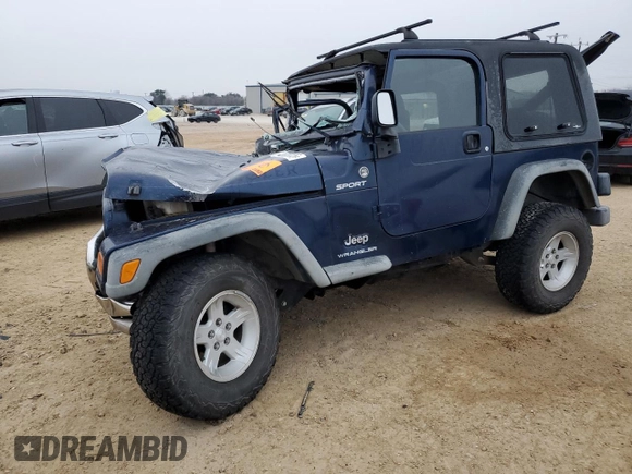 2005 Jeep Wrangler Sport with VIN 1J4FA49S25P357546, listed as a Copart auction lot 45365765 with 78,500 mi miles and Salvage Title. Bid and sale history available at carsss.com. Image 1.