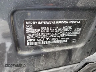 2016 BMW X1 xDrive28i with VIN WBXHT3C31G5E55041, listed as a Copart auction lot 48928705 with 104,799 mi miles and Salvage Title. Bid and sale history available at carsss.com. Image 16.