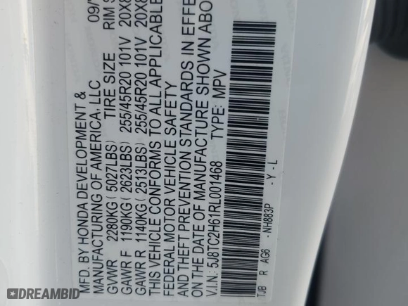 2024 Acura RDX w/A-Spec Package with VIN 5J8TC2H61RL001468, listed as a Copart auction lot 72230314 with 6,020 mi miles and Clean Title. Bid and sale history available at carsss.com. Image 13.