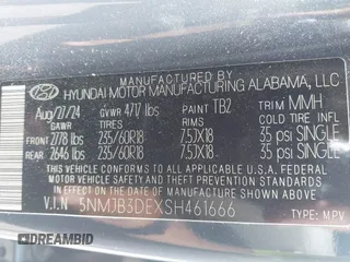 2025 Hyundai Tucson SEL with VIN 5NMJB3DEXSH461666, listed as a IAAI auction lot 42218484 with 14,616 mi miles and . Bid and sale history available at carsss.com. Image 9.