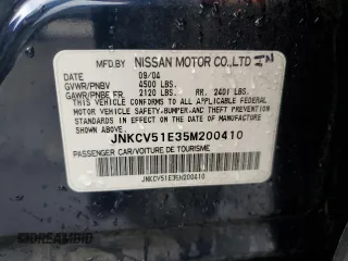 2005 Infiniti G35 z VIN JNKCV51E35M200410, wystawiony jako Copart lot #55945375 z przebiegiem 142 660 mil mil oraz Szkody całkowita. Historia ofert i sprzedaży dostępna na DreamBid. Obrazek 12.