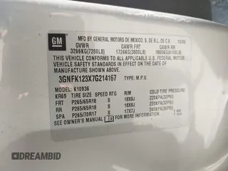 2007 Chevrolet Avalanche 3LT z VIN 3GNFK123X7G214167, wystawiony jako IAAI lot #42356863 z przebiegiem 55 352 mil mil oraz . Historia ofert i sprzedaży dostępna na DreamBid. Obrazek 9.