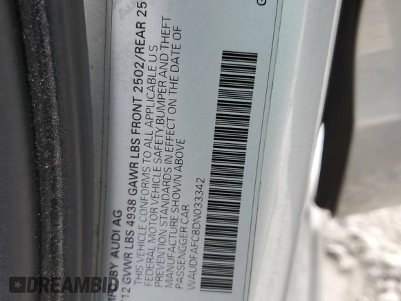 2013 Audi A6 Premium Plus with VIN WAUDFAFC8DN033342, listed as a Copart auction lot 42540165 with 149,861 mi miles and Salvage title. Bid and sale history available at DreamBid. Image 14.