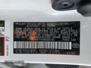 2017 Toyota Camry Hybrid LE with VIN 4T1BD1FK4HU207292, listed as a Copart auction lot 45238735 with 108,858 mi miles and Salvage Title. Bid and sale history available at carsss.com. Image 13.