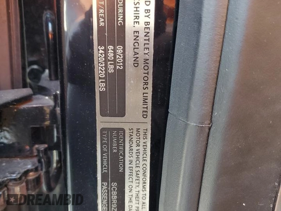2013 Bentley Flying Spur with VIN SCBBR9ZA2DC082321, listed as a Copart auction lot 51051525 with 52,918 mi miles and Salvage title. Bid and sale history available at DreamBid. Image 13.