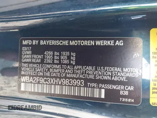 2017 BMW 2 Series 230i with VIN WBA2F9C3XHV983993, listed as a IAAI auction lot 41790242 with 76,620 mi miles. Bid and sale history available at carsss.com. Image 9.