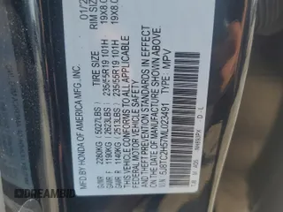 2021 Acura RDX w/Technology Package with VIN 5J8TC2H57ML023491, listed as a Copart auction lot 66988914 with 61,668 mi miles and Non Repairable. Bid and sale history available at carsss.com. Image 16.
