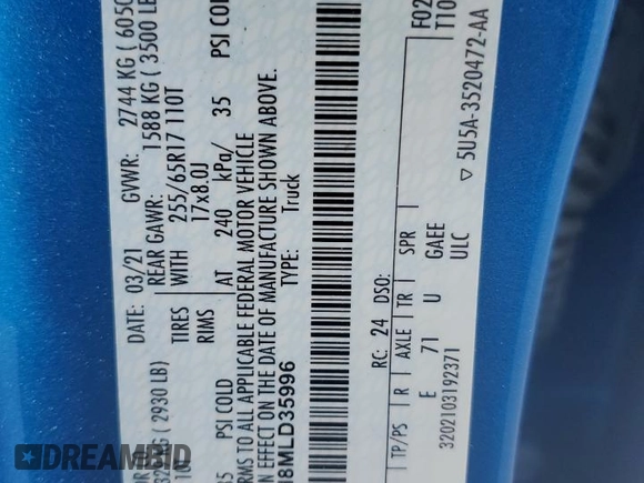 2021 Ford Ranger XL z VIN 1FTER4EH8MLD35996, wystawiony jako Copart lot #57820845 z przebiegiem 73 574 mil mil oraz Szkoda całkowita • Salvage title. Historia ofert i sprzedaży dostępna na DreamBid. Obrazek 13.